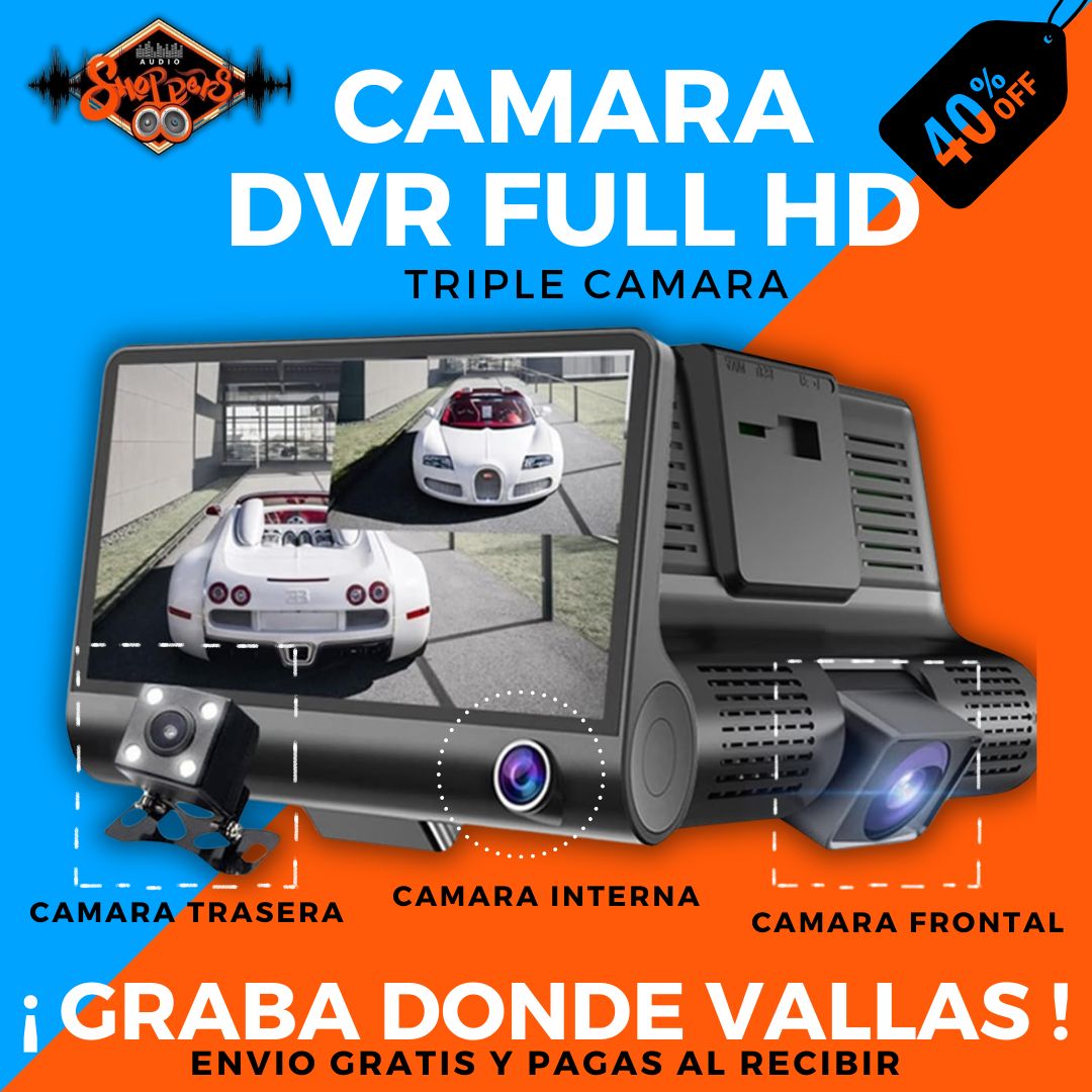 Cámara DVR FULL HD con tres cámaras 🔥